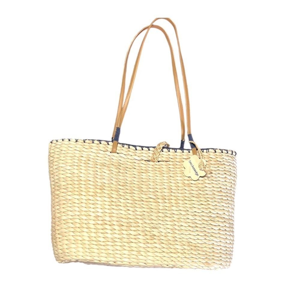 Breckenridge Straw Tote with Teacup Design Appliqué - Picture 2 of 5